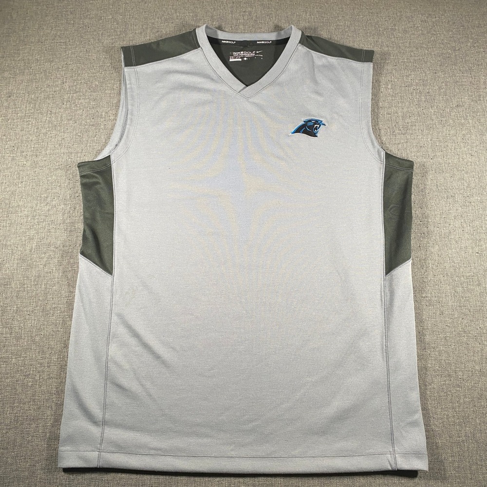 Nike Golf Sleeveless Top Mens Large Gray Carolina Panthers Dri-FIT Vest